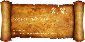 Kozicz Mária névjegykártya
